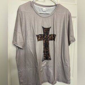 Leopard Cross Gray T-Shirt